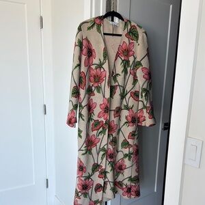 Zara Beige Coat with Pink and Green Accents